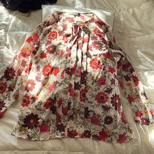 Long sleeve Pleated front Fall blouse